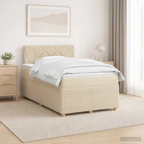 vidaXL Κρεβάτι box spring με στρώμα Κρεμ 120 x 190 cm Ύφασμα