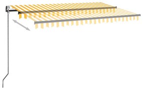 vidaXL Τέντα Αυτόματη με LED & Αισθ. Ανέμου Κίτρινο/Λευκό 450x350 εκ.