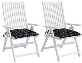 Μαξιλάρια Καρέκλας 2 τεμ. Μαύρο Καρό 40 x 40 x 7 εκ. Υφασμάτινα - Πολύχρωμο
