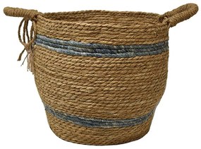 Καλάθι Με Γραμμή 00.06.67508 Φ35x35cm Ψάθινο Natural-Blue Mat