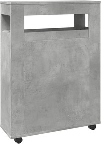 vidaXL Ντουλάπι Μπάνιου Στενό με Ροδάκια Γκρι Σκυρ. Επεξ. Ξύλο