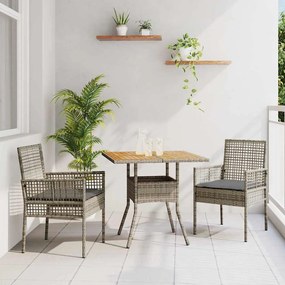 vidaXL Σετ Τραπεζαρίας 3 Τεμαχίων με Μαξιλάρια, Γκρίζο Πολυψάθινο