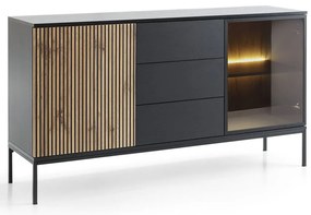 Μπουφές Με Βιτρίνα Και Συρτάρια Sento 21_2d3s 154x83x39cm Anthracite Μελαμίνη,Γυαλί
