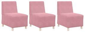 vidaXL Καναπέδες 3 pcs Ροζ 55 x 74 x 82 εκ. Βελούδο