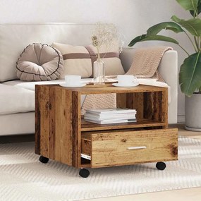 vidaXL Τραπεζάκι σαλονιού with Drawer Παλαιό ξύλο 55 x 55 x 45 cm