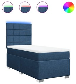 vidaXL Κρεβάτι Boxspring με Στρώμα Μπλε 100 x 200 εκ. Υφασμάτινο