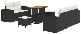 vidaXL Σετ Καναπέ Κήπου 8 pcs Μαύρο συνθετικό ρατάν