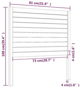 vidaXL Κεφαλάρι Κρεβατιού Μαύρο 81 x 4 x 100 εκ. από Μασίφ Ξύλο Πεύκου