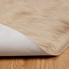 vidaXL Χαλί από τεχνητό πρόβειο δέρμα TAFALLA Μπεζ Ø 120 cm