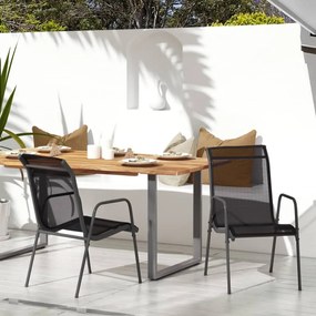 Καρέκλες Κήπου 2 τεμ. Μαύρες από Ατσάλι / Textilene - Μαύρο