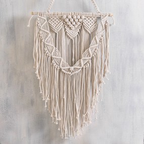 Διακοσμητικό Τοίχου Macrame Amarosa 45X35 Ivory Ρυθμός Cotton