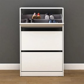 Παπουτσοθήκη Flat Duo Megapap 18 ζεύγων χρώμα λευκό 73x26x119εκ.