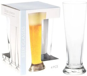 Excellent Houseware Σετ Ποτήρια Μπύρας 4 Τεμάχια 370ml Γυάλινα Διάφανα CC7000340