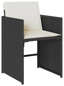 vidaXL Σέτ Τραπεζαρίας Κήπου 5 Τεμαχίων με Μαξιλάρια Μαύρο Πολυ Ρατάν