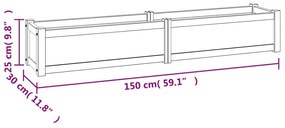 Ζαρντινιέρα Υπερυψωμένη 150 x 30 x 25 εκ. από Μασίφ Ξύλο Teak  - Καφέ