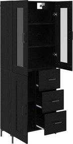 vidaXL Highboard με συρτάρι 2 pcs Μαύρη Οξυά Επεξεργασμένο ξύλο