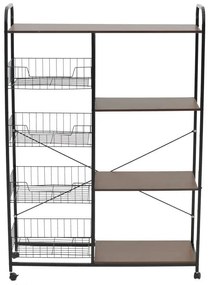 Τρόλεϊ-ραφιέρα 4όροφη Noli MDF καρυδί-μαύρο 90x30x130εκ 90x30x130 εκ.