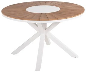 OUTDOOR ROUND TABLE MORIL  ALUMINUM IN WHITE-POLYWOOD IN NATURAL WOOD Φ150cm.