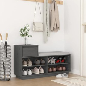 vidaXL Παπουτσοθήκη Γκρι 110 x 34 x 61 εκ. από Μασίφ Ξύλο Πεύκου