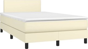 vidaXL Κρεβάτι Boxspring με Στρώμα Κρεμ 120x200εκ. από Συνθετικό Δέρμα