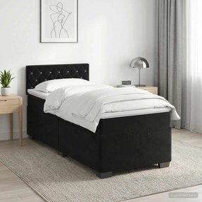 vidaXL Κρεβάτι box spring με στρώμα Μαύρο 90 x 190 cm Βελούδο