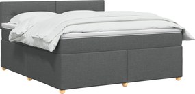 vidaXL Κρεβάτι box spring με στρώμα Σκούρο Γκρι 140 x 190 cm Ύφασμα