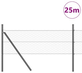 vidaXL Εξάγωνη Περίφραξη Γκρι 0.8x25 μ Ατσάλι