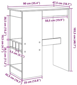 ΤΡΑΠΕΖΙ ΜΠΑΡ ΜΕ ΡΑΓΕΣ SONOMA ΔΡΥΣ 90X47,5X103,5ΕΚ ΕΠΕΞΕΡΓ. ΞΥΛΟ 854339