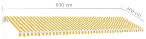 Τέντα Χειροκίνητη Ανεξάρτητη Συρόμενη Κίτρινο / Λευκό 600x300εκ - Κίτρινο