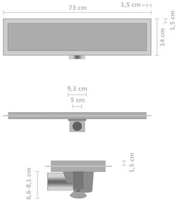 Σιφόνι Ντουζιέρας με Κάλυμμα 2 σε 1 73x14 εκ. Ανοξείδωτο Ατσάλι