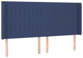vidaXL Κρεβάτι Boxspring με Στρώμα &amp; LED Μπλε 160x200 εκ. Υφασμάτινο