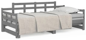 Καναπές Κρεβάτι Συρόμενος Γκρι 2x(80x200) εκ. από Μασίφ Πεύκο - Γκρι