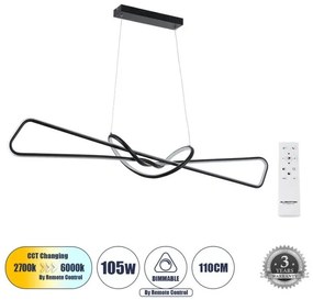 Κρεμαστό Φωτιστικό Οροφής LED CCT 105W Αλουμίνιο DOLORES Globostar-61279-Μαύρο 61279