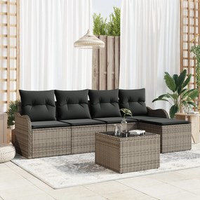 vidaXL Σετ Καναπέ Κήπου 5 Τεμαχίων με Μαξιλάρια Μαύρο Πολυ Ρατάν, vidaXL Καναπές Κήπου 2 Θέσεων με Μαξιλάρια Γκρι Πολυ Ρατάν