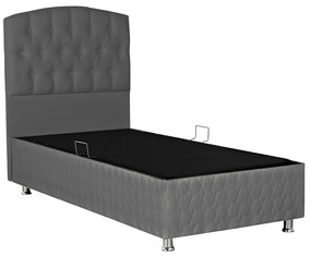 Κρεβάτι Lanse pakoworld μονό με αποθηκευτικό χώρο ανθρακί βελούδο 120x200εκ