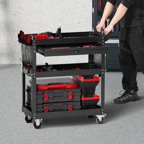 VEVOR 4-Tier Tool Cart on Wheels 350 lb Rolling Work Cart with Drawer &amp; Pegboard