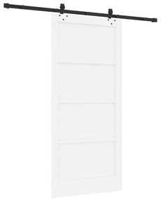 vidaXL Συρόμενη Πόρτα με Σετ Υλικών Λευκή 93x202 εκ. Συμπαγές Ξύλο Πεύκου