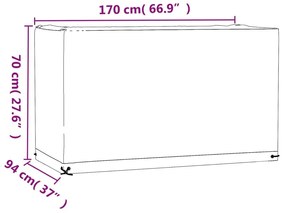 Κάλυμμα Επίπλων Κήπου 2 τεμ. Ορθογ. με 8 Κρίκους 170x94x70 εκ. - Μαύρο