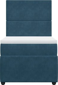 vidaXL Κρεβάτι Boxspring με Στρώμα Μπλε 100x200 εκ. Βελούδινο
