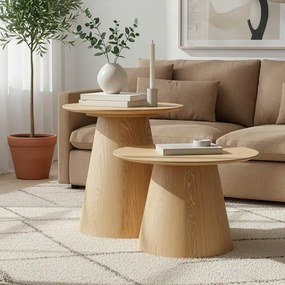 Βοηθητικά τραπέζια Kayano σετ 2 τεμ mdf σε φυσική απόχρωση 45x45x50 εκ.