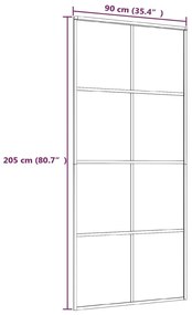 Συρόμενη Πόρτα Μαύρη 90 x 205 εκ. από Γυαλί ESG και Αλουμίνιο - Μαύρο