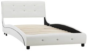Κρεβάτι Λευκό 90 x 200 εκ. από Δερματίνη με Στρώμα Αφρού Μνήμης - Λευκό