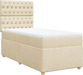 vidaXL Κρεβάτι Boxspring με Στρώμα Κρεμ 80 x 200 εκ. Υφασμάτινο