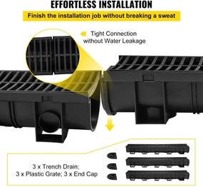 VEVOR Drainage Trench Driveway Channel Drain Kit Plastic Grate-5.8