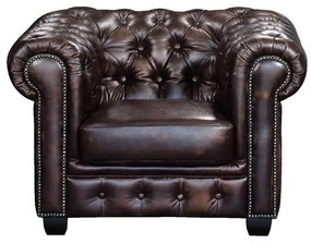 πολυθρόνα δερμάτινη καφε CHESTERFIELD 103x92x72cm