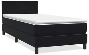 Κρεβάτι Boxspring με Στρώμα Μαύρο 80x220 εκ. Βελούδινο - Μαύρο