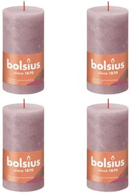 Bolsius Κεριά Κύλινδρος Ρουστίκ Shine 4 τεμ. Σταχτί Ροζ 130 x 68 χιλ.