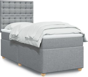 vidaXL Κρεβάτι Boxspring με Στρώμα Ανοιχτό Γκρι 100x200 εκ. Υφασμάτινο
