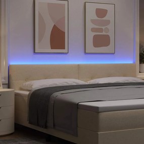 vidaXL LED κεφαλάρι με LED ταινίες φωτός Κρεμ 200 cm ύφασμα