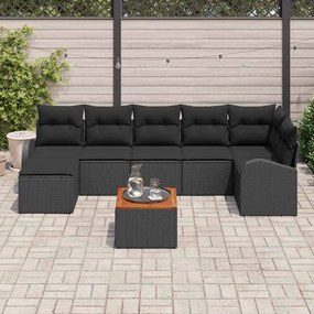 vidaXL Σετ Καναπέ Κήπου 8 pcs Μαύρο Πολυ ράταν